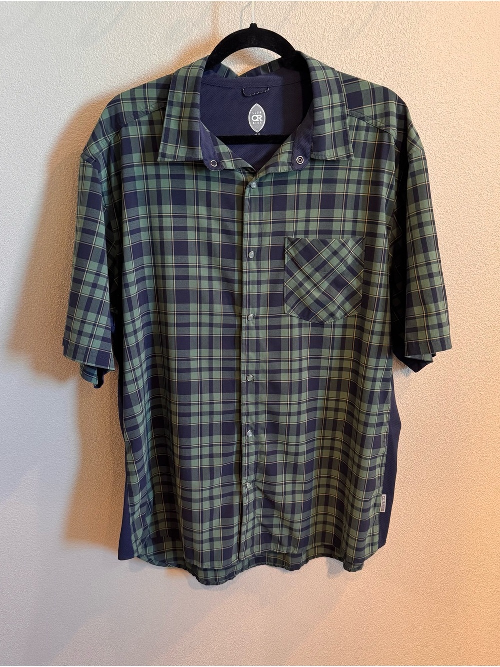 Club Ride Apparel Green Navy Detour Plaid Short Sleeve Snap Front Shirt